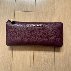Michael Kors Plum Pebbled Leather Zip Wallet | Rich Burgundy Fall Color